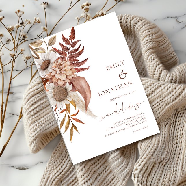 Rustic Terracotta Florals Wedding Einladung (Von Creator hochgeladen)