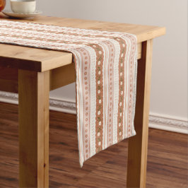Rustic Terracotta Scallop Floral Stripe Großer Tischläufer