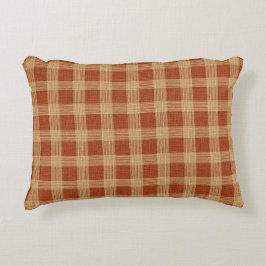 Rustic Terracotta & Tan Plaid Farmhouse Check  Dekokissen
