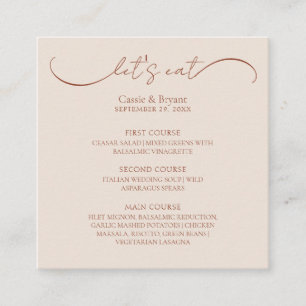 Rustic Terracotta Wedding Menu Card Begleitkarte