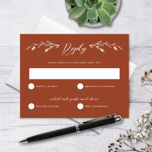 Rustic Terracotta Wildblume Wedding RSVP Card Einladung