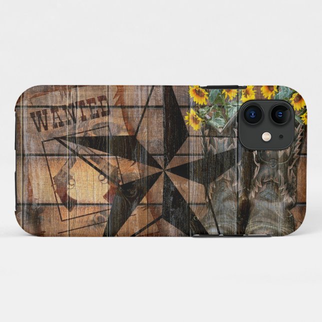 Rustic Texas Star Western Pistol Cowboy Boots Case-Mate iPhone Hülle (Rückseite (Horizontal))