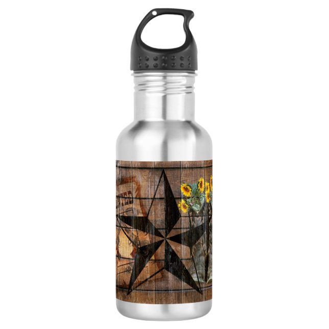Rustic Texas Star Western Pistol Cowboy Boots Edelstahlflasche (Vorderseite)