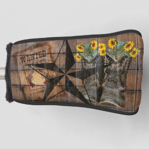 Rustic Texas Star Western Pistol Cowboy Boots Golf Headcover