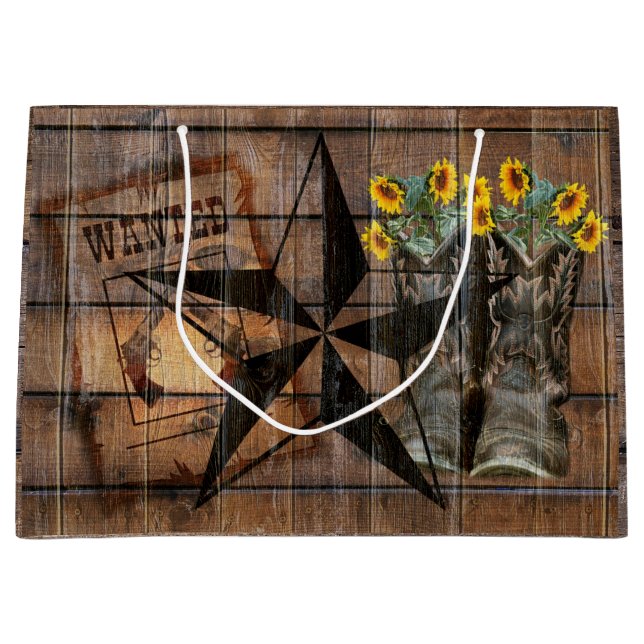 Rustic Texas Star Western Pistol Cowboy Boots Große Geschenktüte (Vorderseite)