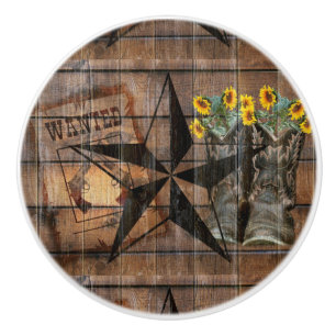 Rustic Texas Star Western Pistol Cowboy Boots Keramikknauf