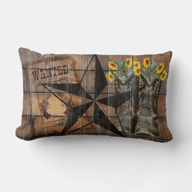 Rustic Texas Star Western Pistol Cowboy Boots Lendenkissen (Vorderseite)
