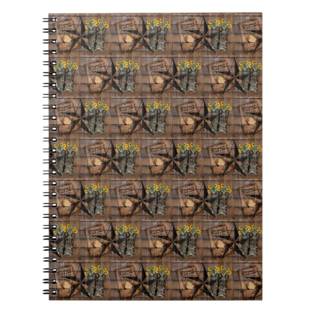 Rustic Texas Star Western Pistol Cowboy Boots Notizblock (Vorderseite)