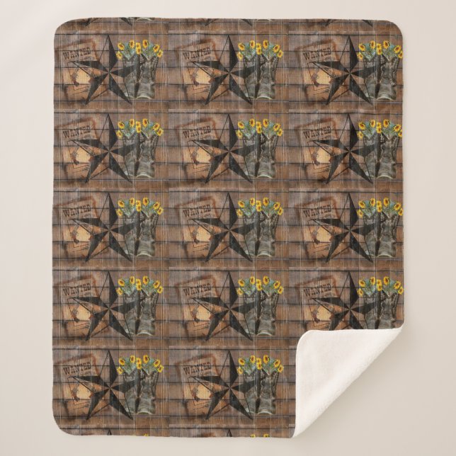 Rustic Texas Star Western Pistol Cowboy Boots Sherpadecke (Vorderseite)