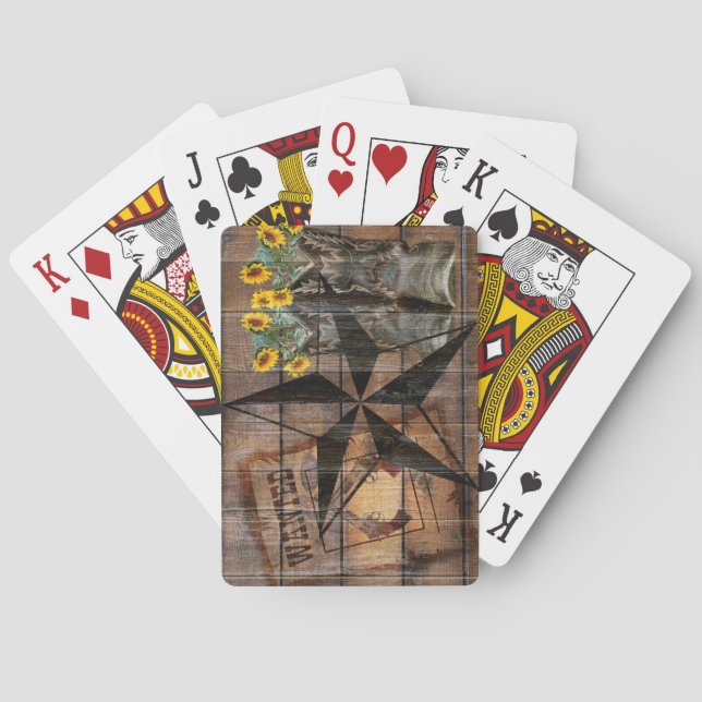 Rustic Texas Star Western Pistol Cowboy Boots Spielkarten (Rückseite)
