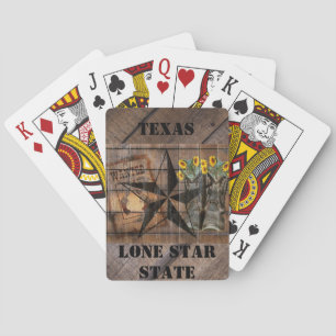 Rustic Texas Star Western Pistol Cowboy Boots Spielkarten