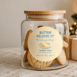 Rustic Theme Butter Yellow Blue Baby Shower Runder Aufkleber