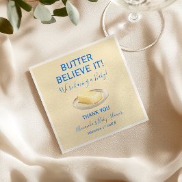 Rustic Theme Butter Yellow Blue Baby Shower Serviette