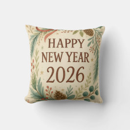 rustic throw pillow for happy new year 2026 kissen