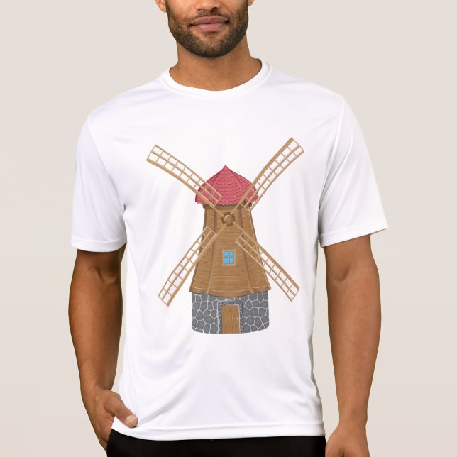 Rustic Traditional Wooden Windmill T-Shirt (Vorderseite)