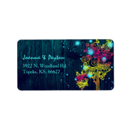 Rustic Trees Midnight Blue Wedding Address Adressaufkleber