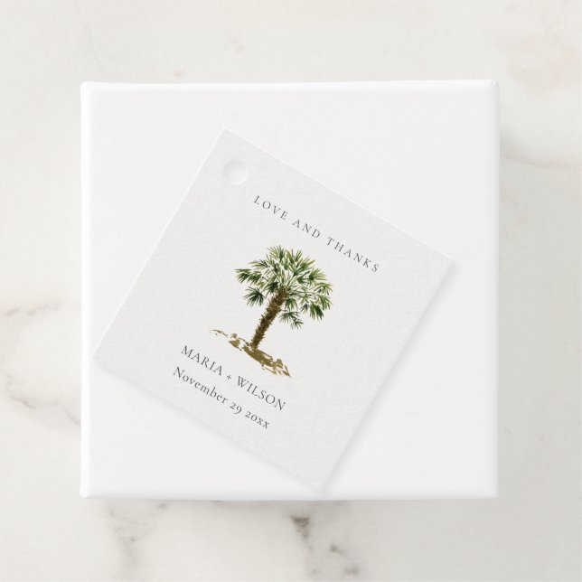 Rustic Tropical Beach Palm Tree Hochzeit dank Geschenkanhänger (Beispiel)