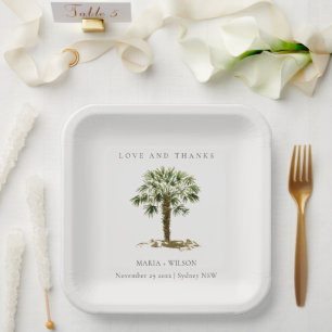 Rustic Tropical Beach Palm Tree Hochzeit dank Pappteller