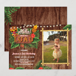 Rustic Tropical Luau Foto Geburtstagseinladung Einladung