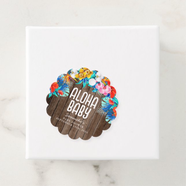 Rustic Tropical Palm Blätter Aloha Baby Dusche Fav Geschenkanhänger (Beispiel)