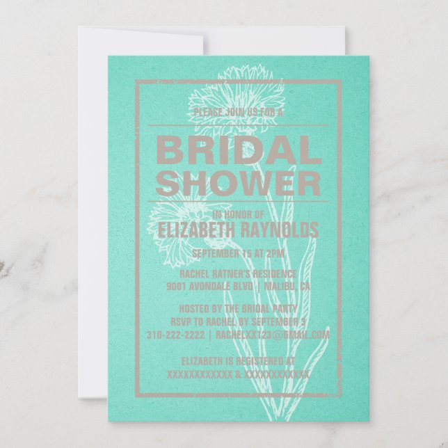 Rustic Turquoise Bridal Shower invitations (Devant)