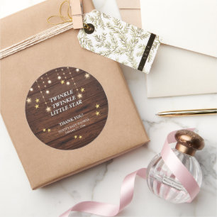Rustic Twinkle Twinkle Little Star Baby Dusche Runder Aufkleber