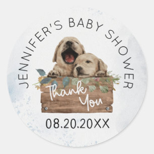 Rustic Twins Baby Dusche Vielen Dank Runder Aufkleber