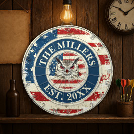 Rustic USA Flag Custom Family Est Datum 4. Juli Dartscheibe