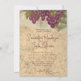 Rustic Vineyard Watercolor Elegant Wedding Einladung