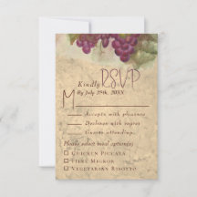 Rustic Vineyard Wedding Meal Choice RSVP
