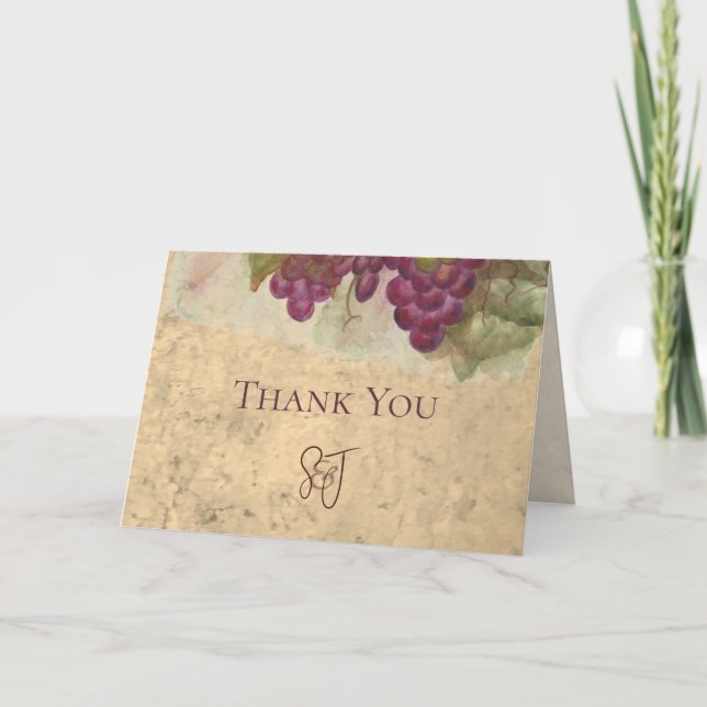 Rustic Vineyard Wine Country Wedding Monogram Dankeskarte (Vorderseite)