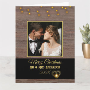 Rustic Vintag Wood plank Mr. und Mrs. Christmas Karte
