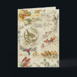 Rustic Vintage Christmas Birds & Holly Ephemera Feiertagskarte<br><div class="desc">Schöne Weihnachtscollage mit Vögeln,  heilige,  farbenfrohe Weihnachtsgrüße und Gravuren von antiken Weihnachtskarten aus Viktorianischer Zeit auf bedrücktem Stil Pergament Hintergrund.</div>