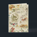 Rustic Vintage Christmas Birds & Holly Ephemera Feiertagskarte<br><div class="desc">Schöne Weihnachtscollage mit Vögeln,  heilige,  farbenfrohe Weihnachtsgrüße und Gravuren von antiken Weihnachtskarten aus Viktorianischer Zeit auf bedrücktem Stil Pergament Hintergrund.</div>