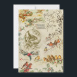 Rustic Vintage Christmas Birds & Holly Ephemera Feiertagskarte<br><div class="desc">Schöne Weihnachtscollage mit Vögeln,  heilige,  farbenfrohe Weihnachtsgrüße und Gravuren von antiken Weihnachtskarten aus Viktorianischer Zeit auf bedrücktem Stil Pergament Hintergrund.</div>