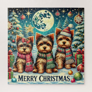 Rustic Vintage Christmas Terrier Yorkshire Dog