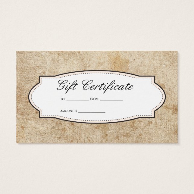 Rustic Vintage Giftcertificate (Rückseite)