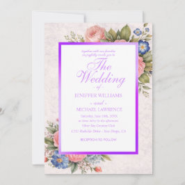 Rustic Vintage Personalized Floral Rose Design     Einladung