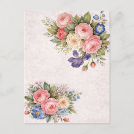Rustic Vintage Personalized Floral Rose Design     Postkarte