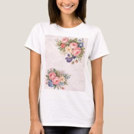 Rustic Vintage Personalized Floral Rose Design     T-Shirt