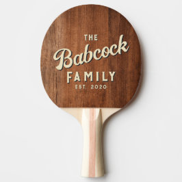 Rustic Walnut Wood Retro Family Name & Year Tischtennis Schläger