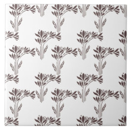 Rustic Warm Brown Stylized Botanica Fliese