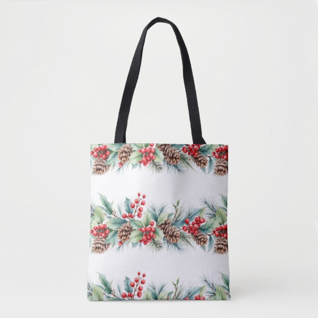 Rustic Watercolor Border Tasche (Vorderseite)