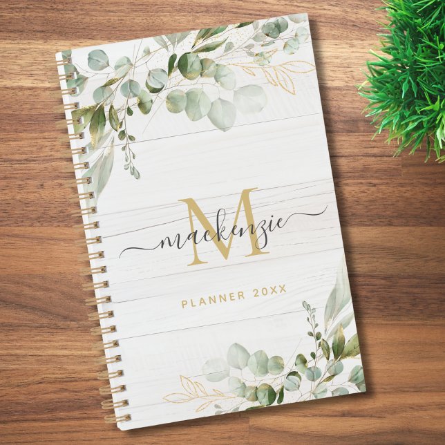 Rustic Watercolor Eucalyptus Monogram Planer (Von Creator hochgeladen)
