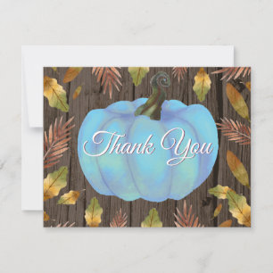 Rustic Watercolor Fall Pumpkin Blue Danke Karte