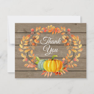 Rustic Watercolor Fall Pumpkin Danke Karte