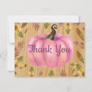 Rustic Watercolor Fall Pumpkin Pink Danke Karte