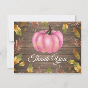 Rustic Watercolor Fall Pumpkin Pink Danke Karte