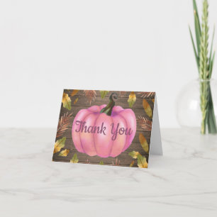 Rustic Watercolor Fall Pumpkin Pink Danke Karte