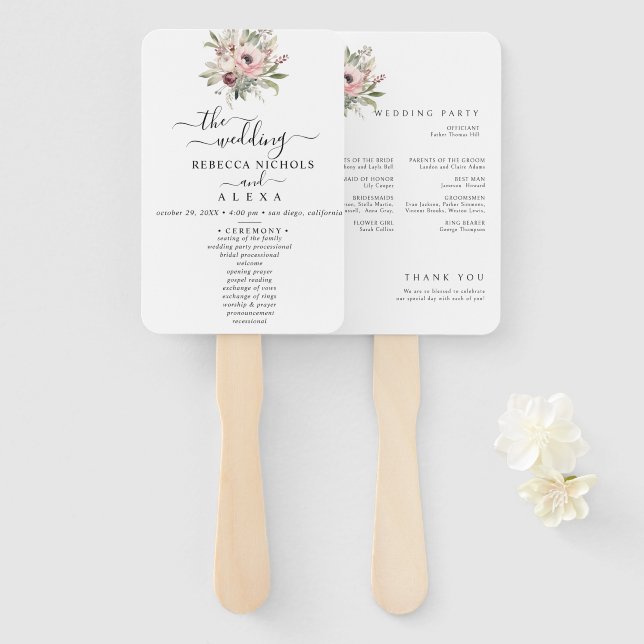 rustic watercolor floral bouquet fächer (Vorne und Hinten)